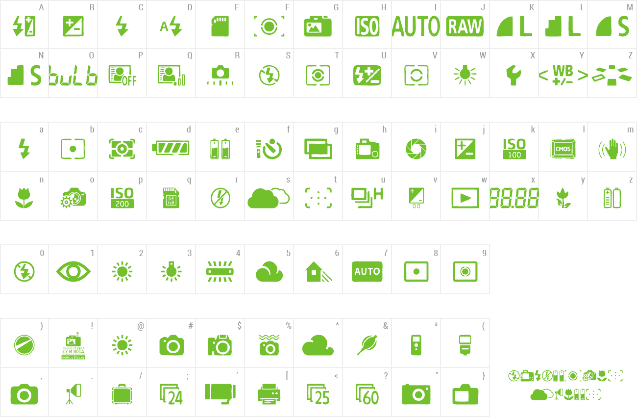 Digital Camera Symbols Font | wfonts.com - download free